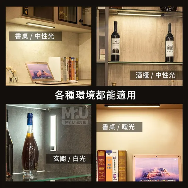 【Mr.U 優先生】Type-C 超薄 人體感應燈 40公分 智能磁吸 感應燈(小夜燈 LED燈 廚房燈 櫥櫃燈 燈條 檯燈)