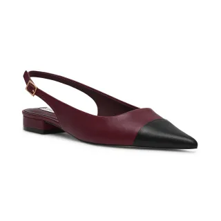 【steve madden】尖頭拼接低跟涼跟鞋 ROWYN(酒紅色)