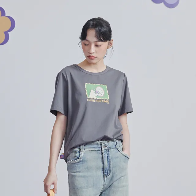 【gozo】gozox黑白小姐☆☆送花給自己與愛情T恤(米色)