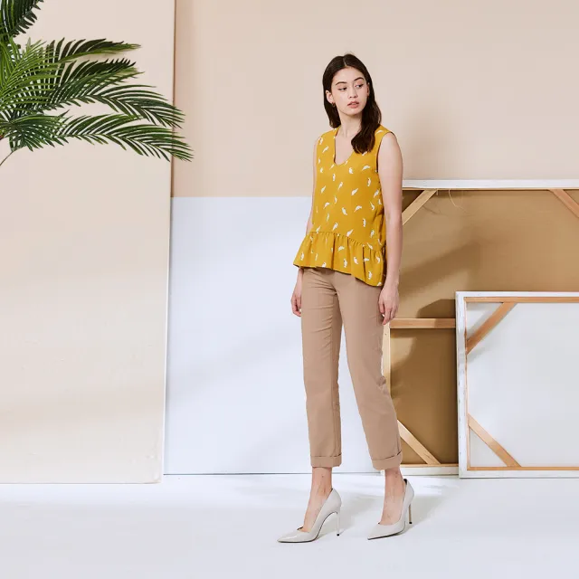 【ICHE 衣哲】Cop.Copine法式鳥語荷葉背心造型上衣