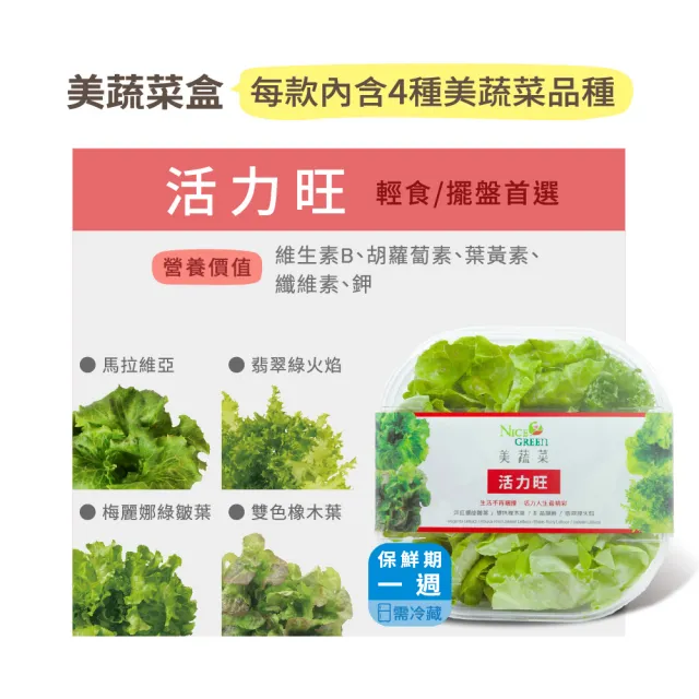 【NICE GREEn】美蔬菜盒6入免運組送6包沙拉醬(萵苣 生菜 沙拉 蔬菜 防疫健康組)
