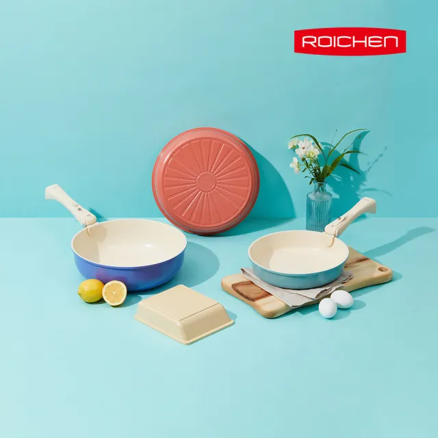 【Roichen】韓國製 28cm平底鍋 不含把手(IH爐 全火源適用 露營 輕量鍋陶瓷塗層不沾鍋)