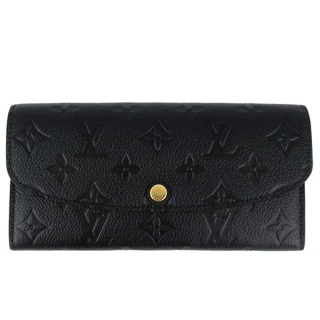 【Louis Vuitton 路易威登】Monogram 真皮LV壓紋掀蓋長夾(M62369/黑)
