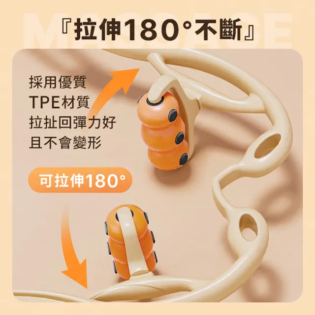 【JOHN HOUSE】頸椎按摩器 12顆天然磁石 脖子按摩器 肩頸按摩器 頸部按摩 U型滾輪按摩器(按摩滾輪)