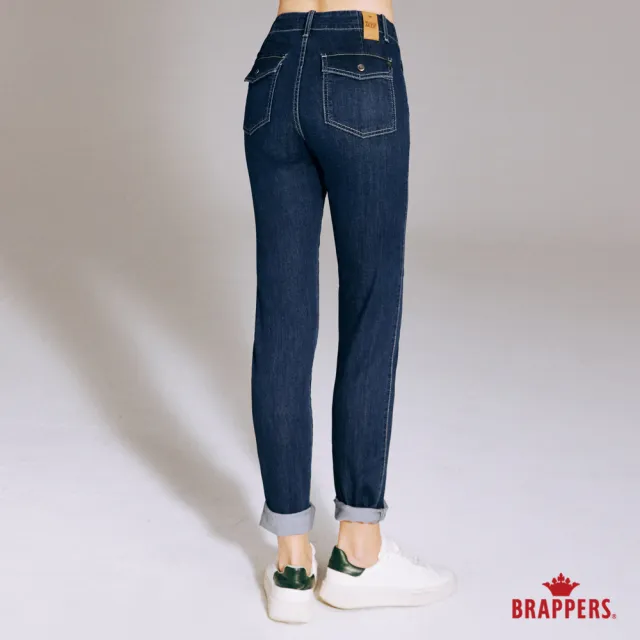 【BRAPPERS】女款 玉石丹寧系列-wonder jade中腰彈性九分褲(深藍)