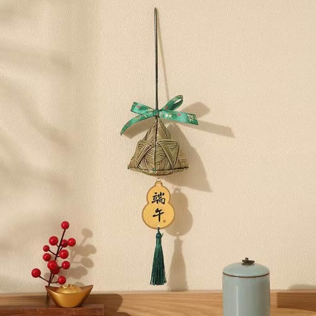 【六分埔禮品】10cm竹葉大粽子端午快樂吊飾(擺飾端午節粽子掛件三角粽香包吊飾)