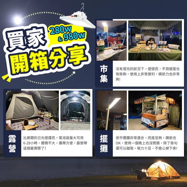 【Mr.U 優先生】新爆亮LED 露營燈 大面積款/980W/充電夾燈 可選(夜市地攤燈 帳篷燈 擺攤燈 地震包)