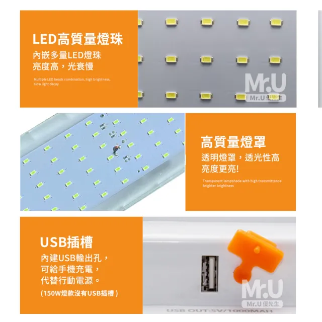 【Mr.U優先生】新爆亮LED 露營燈 大面積款/980W/充電夾燈 可選(夜市地攤燈 帳篷燈 緊急照明 地震包)