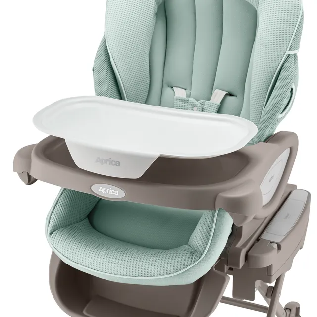 【Aprica 愛普力卡】電動餐搖椅 YuraLism Auto Premium綠拿鐵(搖床餐椅兩用下單贈好禮)