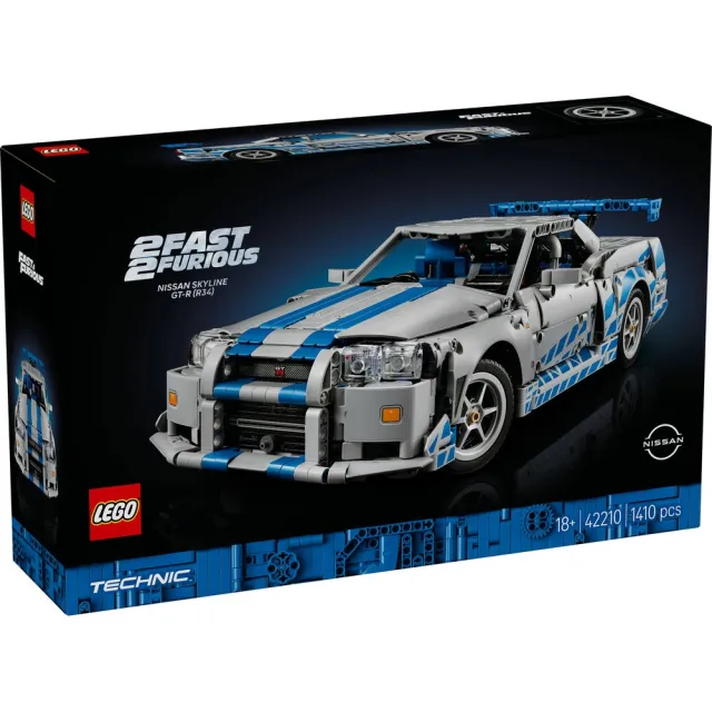 【LEGO 樂高】科技系列 42210 2 Fast 2 Furious Nissan Skyline GT-R R34 Car(玩命關頭 賽車 擺設 積木)
