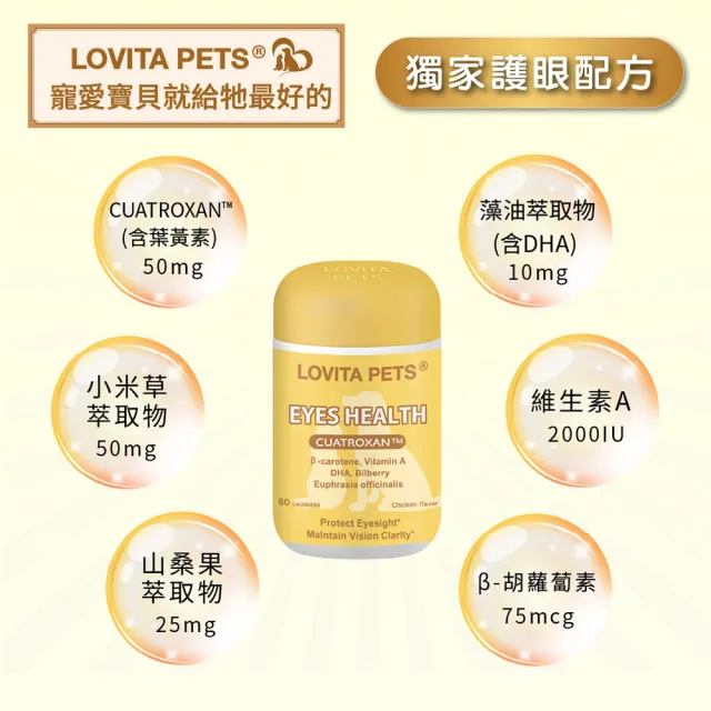 【LOVITA 愛維他】LOVITA PETS  愛維他晶亮護眼膠囊*1瓶(寵物保健)