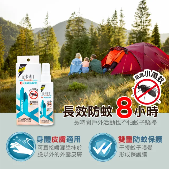 【興農】派卡瑞丁8小時長效防蚊液80ml二件組(防治蚊子、小黑蚊/隨身瓶)