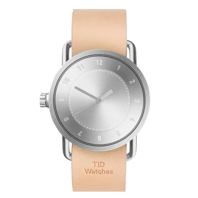 【TID Watches】No.1 / 裸色皮革錶帶-銀/40mm(TID-N1-40-NW)