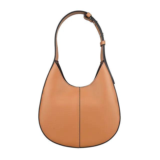 【TOD’S】Tods Di Bag壓印LOGO荔紋設計滾邊小牛皮吸釦式手提新月包(迷你/卡其)