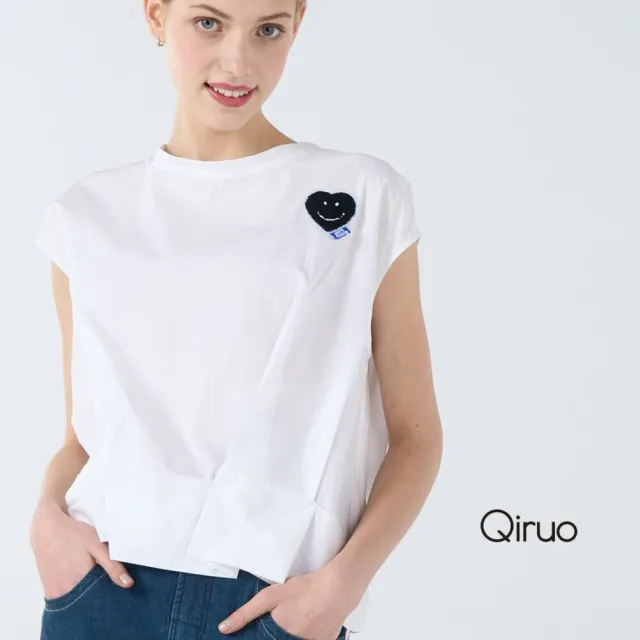 【Qiruo 奇若名品】春夏專櫃白色小包袖上衣7017A 個性帥氣酷