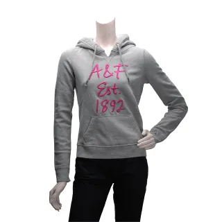 【Abercrombie & Fitch】銀蔥粉色A&F內刷毛長袖連帽TEE(女-灰609779982)