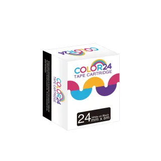 【Color24】LC-6BWV / LK-6BWV 黑底白字 副廠 相容標籤帶_寬度24mm