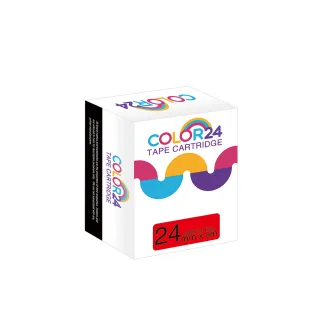 【Color24】LC-6RBP / LK-6RBP 紅底黑字 副廠 相容標籤帶_寬度24mm
