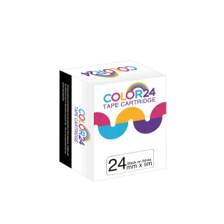 【Color24】LC-6WBW / LK-6WBW 高黏性 白底黑字 副廠 相容標籤帶_寬度24mm