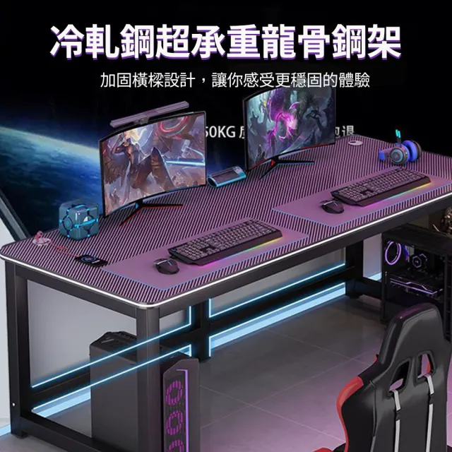【匠俱】碳纖維電競桌 180X70公分雙人電腦桌 遊戲桌 電動桌(臥室桌子 辦公桌 多功能電玩桌子 學生學習桌)