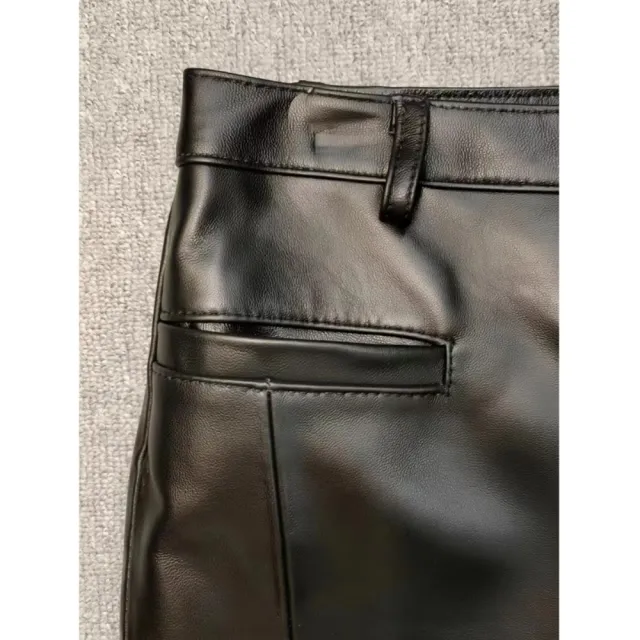 【巴黎精品】真皮長褲休閒褲(真皮時尚喇叭褲女褲子n1iv37)