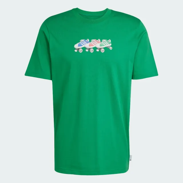 【adidas 愛迪達】短袖上衣 男 三葉草 Q12 TS ROLLER 綠 JP4493