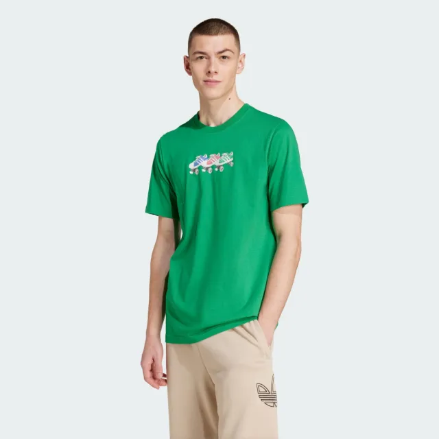 【adidas 愛迪達】短袖上衣 男 三葉草 Q12 TS ROLLER 綠 JP4493