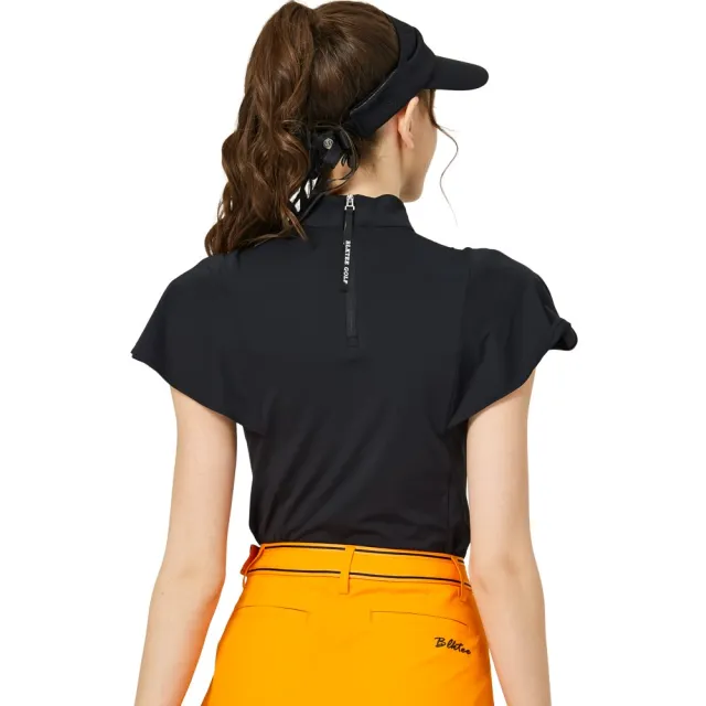 【BLKTEE GOLF】出清特價 波浪袖立領女短袖上衣-白.軍綠.黑(高爾夫短袖上衣 golf球衫)
