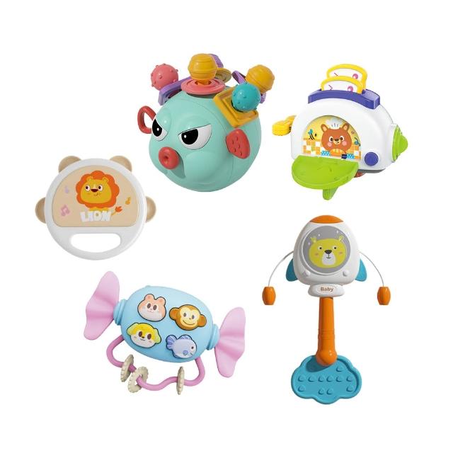 【Playful Toys 頑玩具】嬰兒玩具超值五件組(蒙特梭利 認知 手抓 感統 聲光 0-1歲 嬰幼兒)