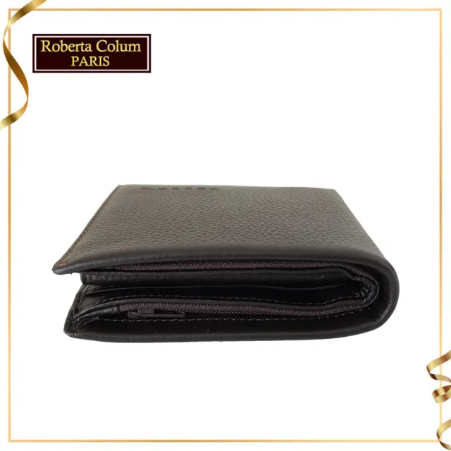 【Roberta Colum】雙11 真皮包包  諾貝達 男用皮夾 短夾 專櫃皮夾 進口軟牛皮短夾(24001-1黑色)