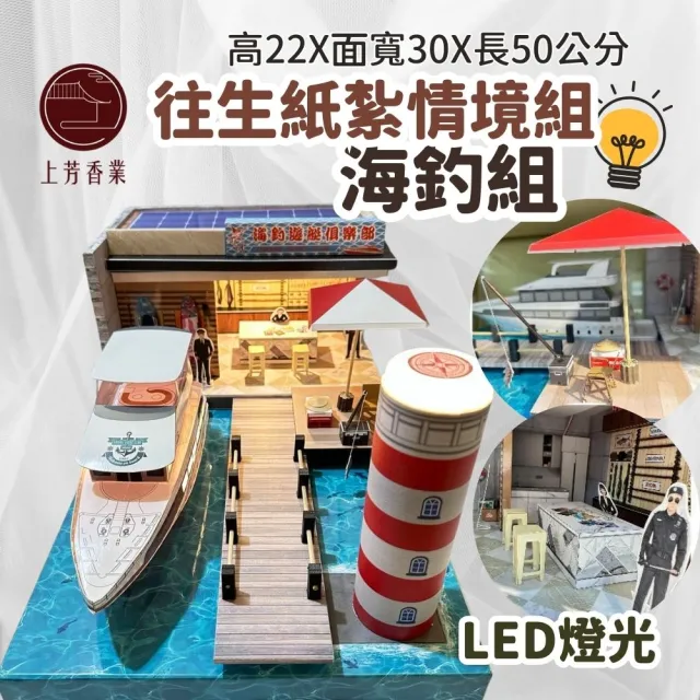 【上芳香業】金紙 紙紮用品 紙紮海釣組 釣具 遊艇 船 紙紮釣魚(附地契 滿七 火化 紙紮屋)