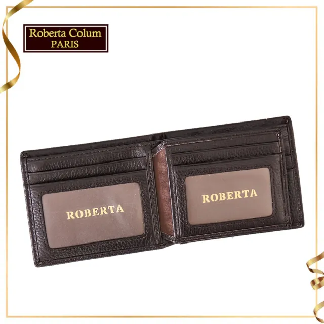 【Roberta Colum】諾貝達 男用皮夾 短夾 專櫃皮夾 進口軟牛皮短夾(24004-2咖啡)