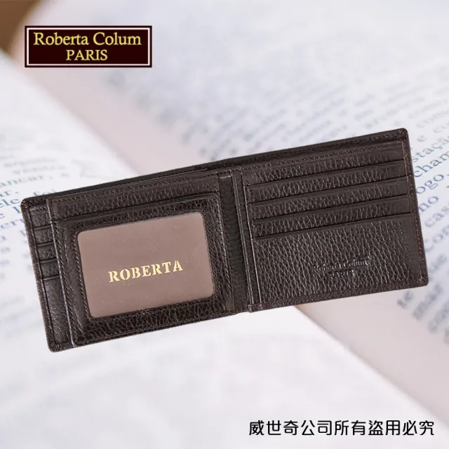 【Roberta Colum】雙11 諾貝達 男用皮夾 短夾 專櫃皮夾 進口軟牛皮短夾(24006-2咖啡)