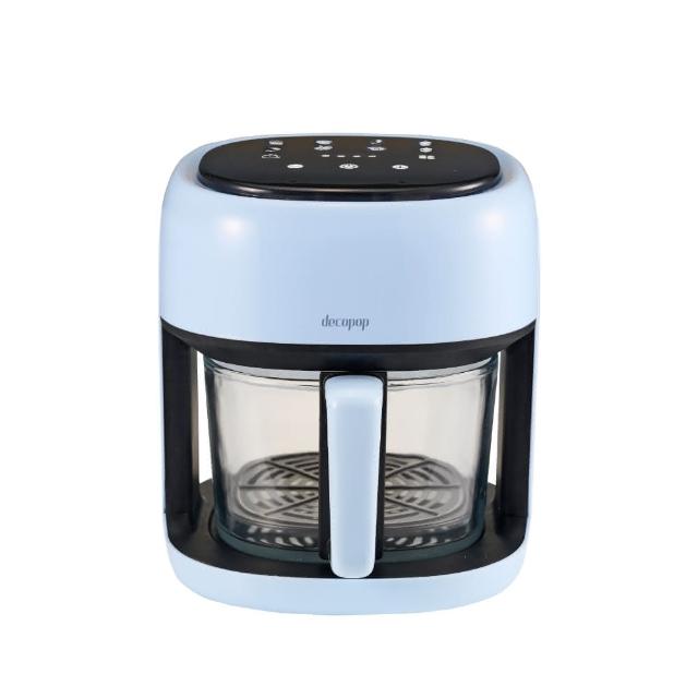 【decopop】智能觸控美型玻璃氣炸鍋4.5L大容量 DP-107(智能控溫/不沾油好清洗/360度均勻加熱)