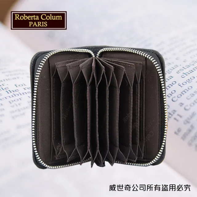 【Roberta Colum】雙11 諾貝達男用皮夾 卡片夾 專櫃進口軟牛皮短夾(24011-1黑色)