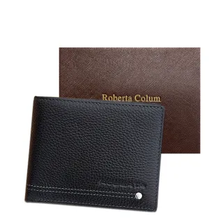 【Roberta Colum】情人節禮物 諾貝達 男用專櫃皮夾 12卡片短夾(23157-1黑色)