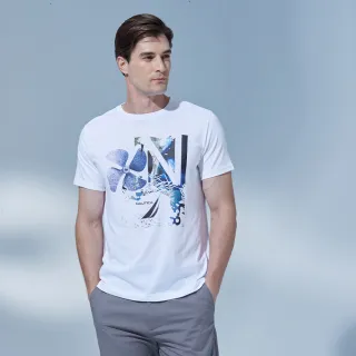 【NAUTICA】官方旗艦 男裝 螺旋槳印花短袖T恤(白色)