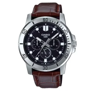 【CASIO 卡西歐】紳士三眼皮格腕錶(MTP-VD300L-1E)