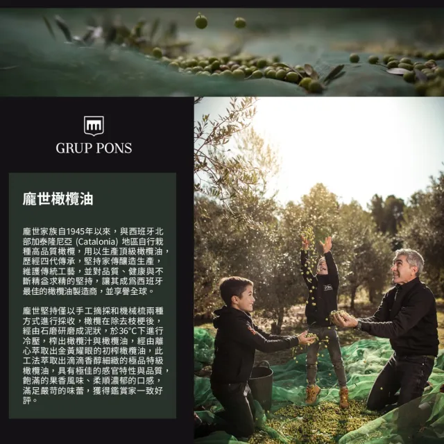 【PONS 龐世】龐世特級冷壓橄欖油 1000ML(西班牙原裝進口)