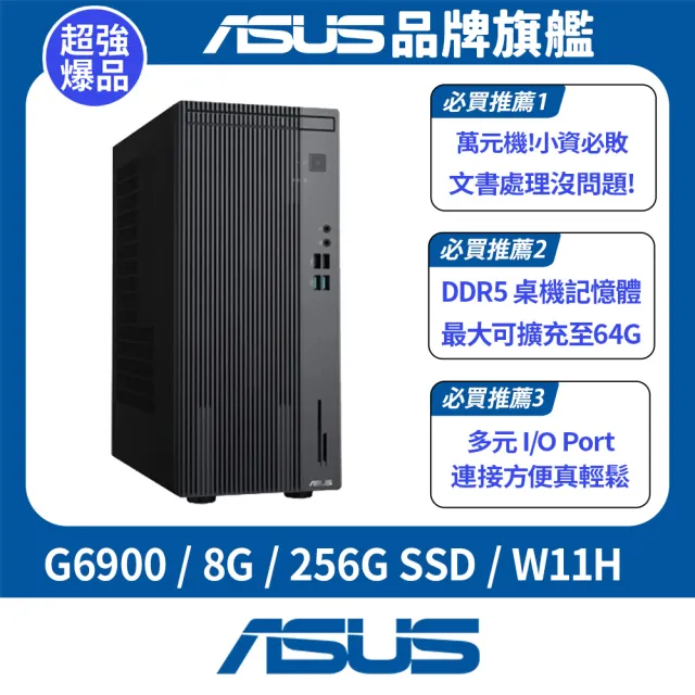 【ASUS 華碩】G6900雙核文書電腦(G6900/8G/256G SSD/W11)
