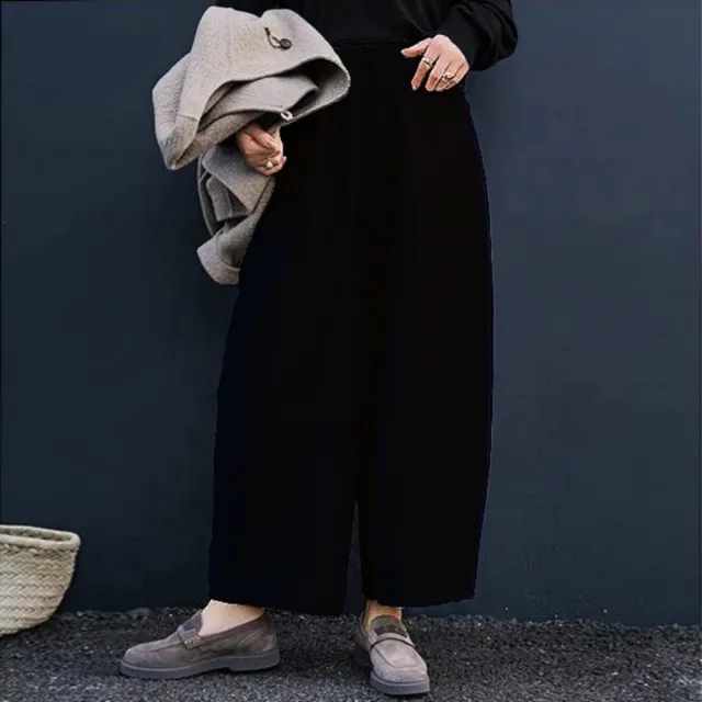 【米蘭精品】雙11優惠 休閒褲寬管長褲(羊毛棉混紡寬鬆九分女褲子2色t1kc4)