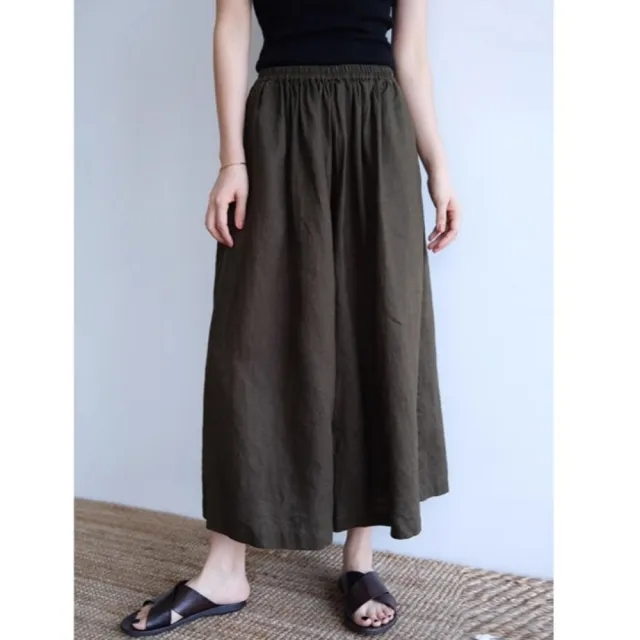 【米蘭精品】現貨+預購 休閒褲寬管長褲(百搭亞麻清爽九分女褲子t1kc40)