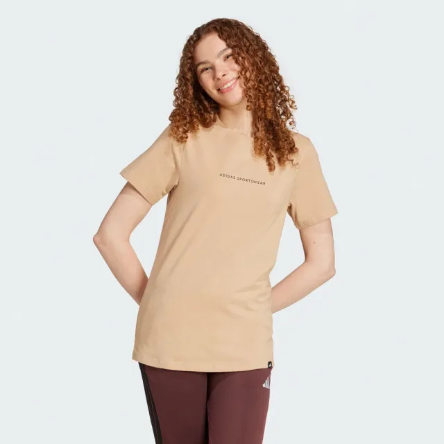 【adidas 愛迪達】短袖上衣 女 W C DDL CAMP T 卡其 JX5324(其他規格)