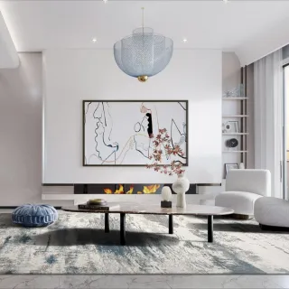 【SDL Home 山德力】時尚藝術家地毯 200x290cm 藿爾(藍灰色 斑駁 閃色)