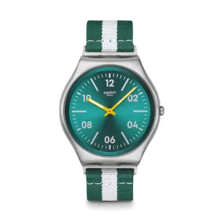 【SWATCH】CASUAL STRIPE 超薄金屬手錶/男錶/女錶/瑞士製造 SS07S149(42mm)