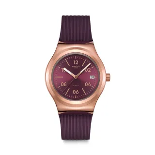 【SWATCH】BURGUNDY STORY 金屬機械手錶/男錶/女錶/瑞士製造 YIG401(42mm)