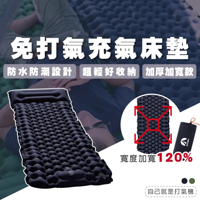 【TAS CAMP】自動充氣床墊 手壓腳踩都方便(氣墊床 露營 戶外野營 防水防潮 方便收納 加大尺寸 可拼接)