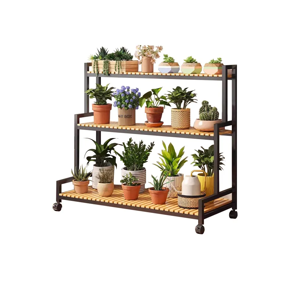 匠藝家居】落地花架陽台花架三層花架盆栽架植物架花盆架可移動層架(80