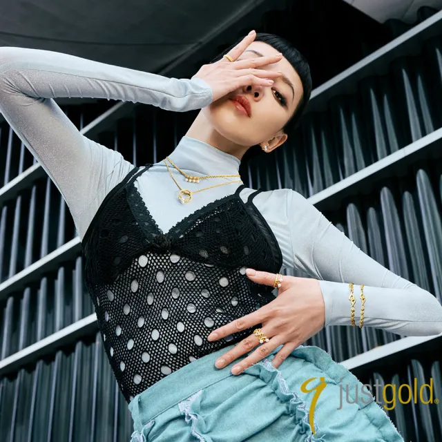【Just Gold 鎮金店】鎏光．流線 Infinity Luxe 黃金戒指