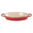 【Le Creuset】典藏琺瑯鑄鐵鍋雙耳橢圓烤盤28cm(櫻桃紅)